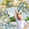 Dusty Green Blue Balloon Arch Kit - Green Ash Mist Blue Haze Fog Sand White Gold Balloons for Baby Shower Neutral Birthday Jungle Safari Wedding Party Decorations